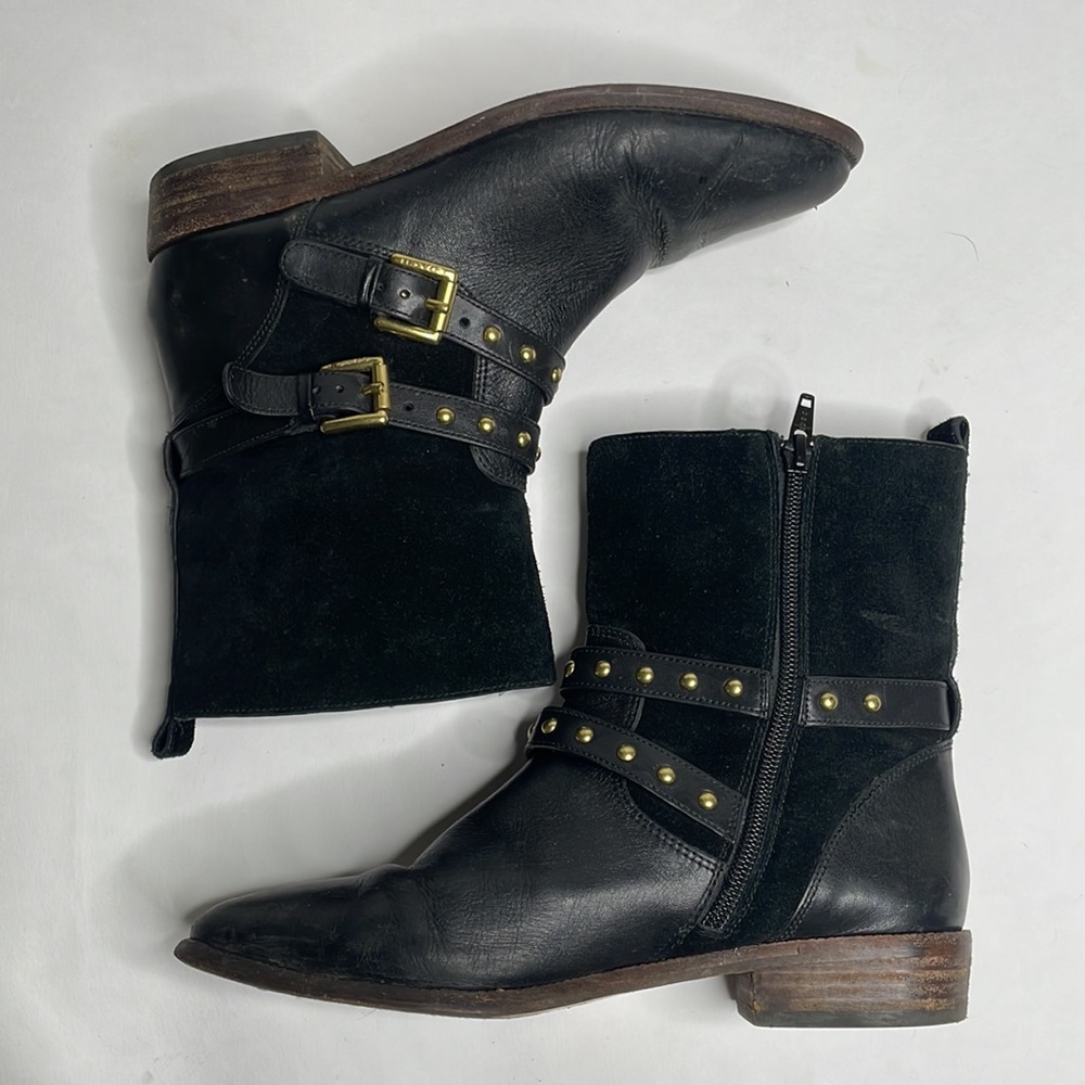 Coach Lillian’s Black Suede and Leather Studded Boots